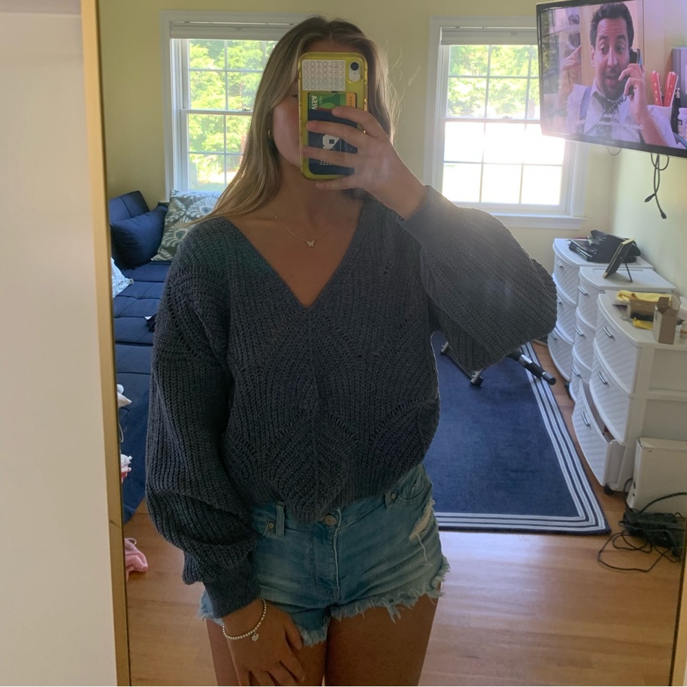 Pink Rose Cropped Sweater